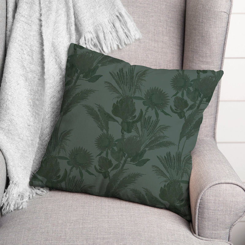 Floral Reversible Throw Pillow, Green