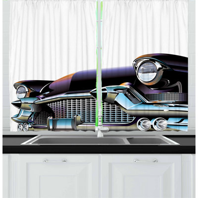 Cars 2 Piece Kitchen Curtain