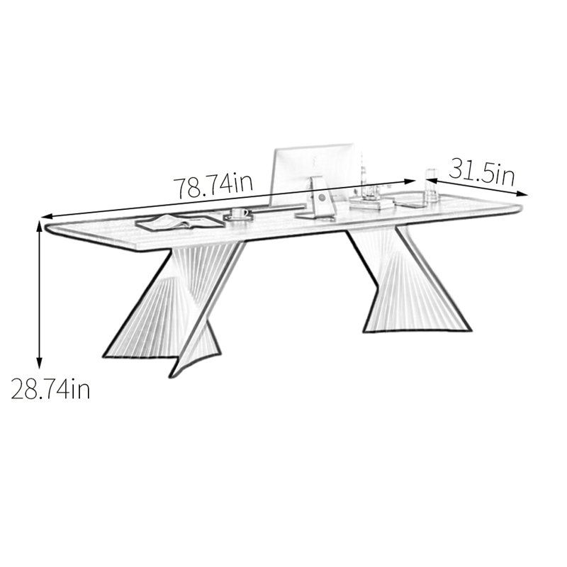 Bureau spacieux et bureau à bords raffinés, H 28,74 po x l 78,74 po x P 31,5 po