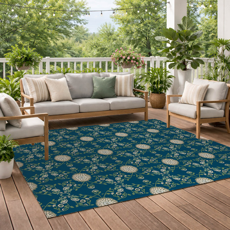 Aria Soft Step Outdoor Area Rug, Rectangle 10' x 8', Navy