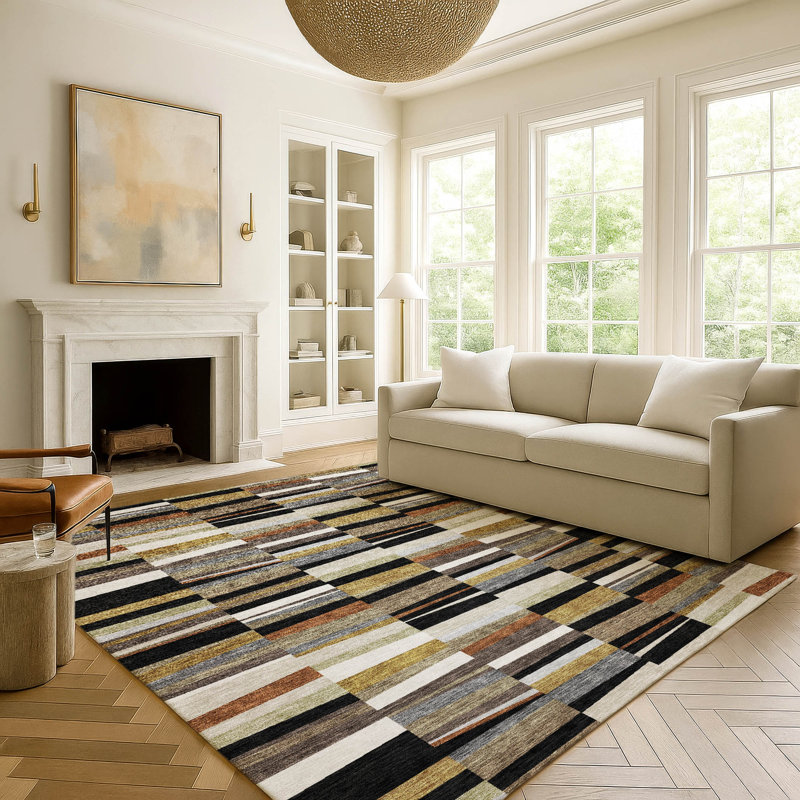 Tapis intérieur / extérieur lavable à la machine Chantille ACN2575, Noir, 8 pi x 10 pi