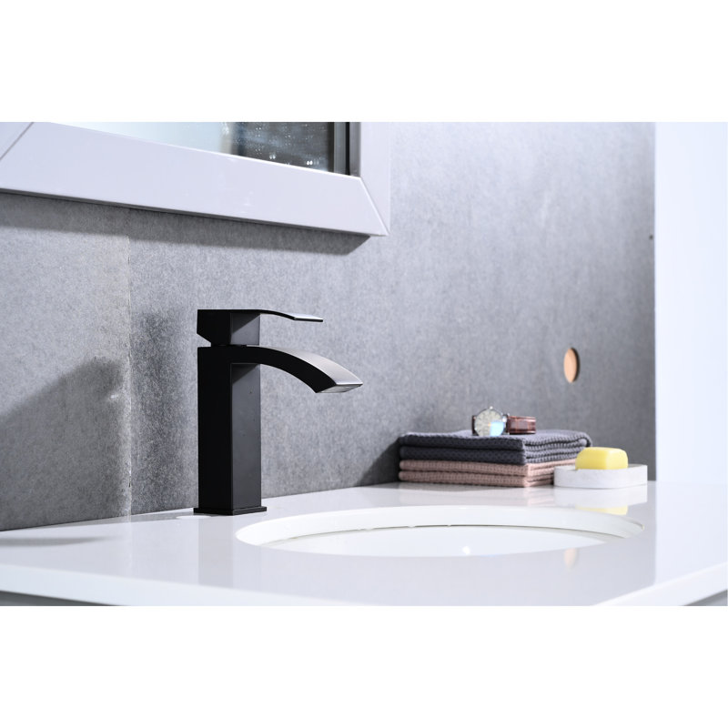 Robinet de salle de bain à poignée simple - noir mat, bec rectangulaire, corrosion, lavabo noir pour contrôle, fabrication