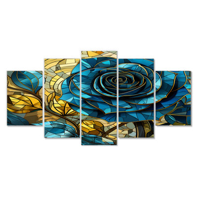 Art mural rose Art Nouveau - rose, 5 pièces