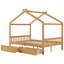 House Platform Bed with Two Drawers,Headboard and Footboard, Roof Design-1563359896