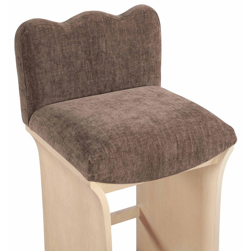 Tabouret de comptoir Shaw Cassady, Tissu chenille brun, Naturel