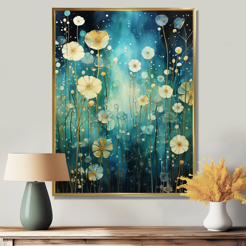 Aigue-marine, fleurs printanières à l'aube - Art mural floral, Toile tendue, H 40 po x l 30 po x P 1,5 po