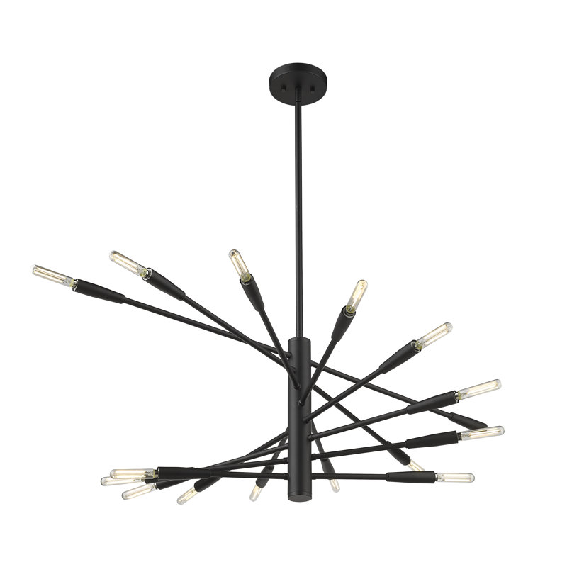 Lustre étagé unique à 16 lumières Stapleford, Noir mat