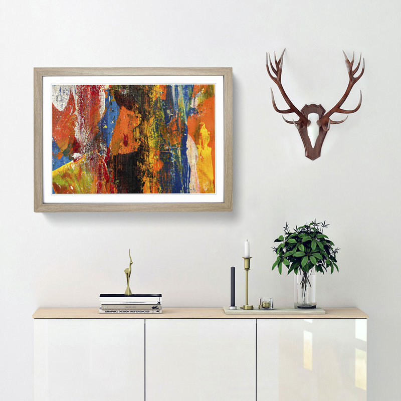 Abstract Art Painting Vol.10 by S.Johnson - Framed Print, 48cm H x 65cm W x 2cm D, Oak Framed