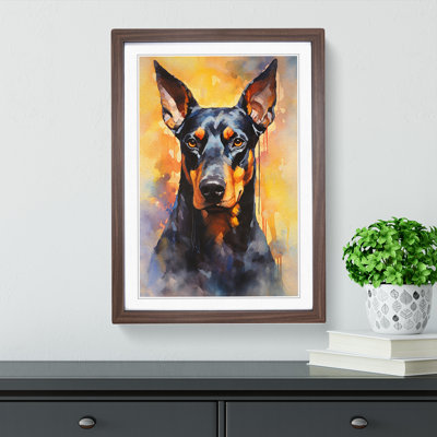 Doberman Contemporary - Single Picture Frame Print on Wood