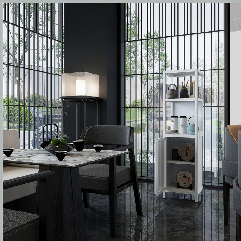 Meuble de rangement multifonctionnel en bambou pour salle de bain, Blanc