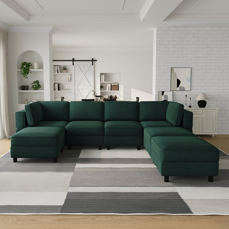 Canapé modulaire en U avec méridienne et repose-pieds