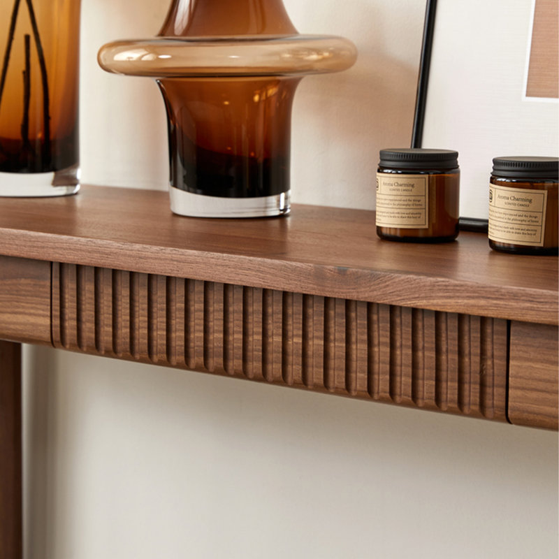 Black Walnut Color Solid Wood Rectangular Console Table, 33.46"H×43.31"L×12.6"W