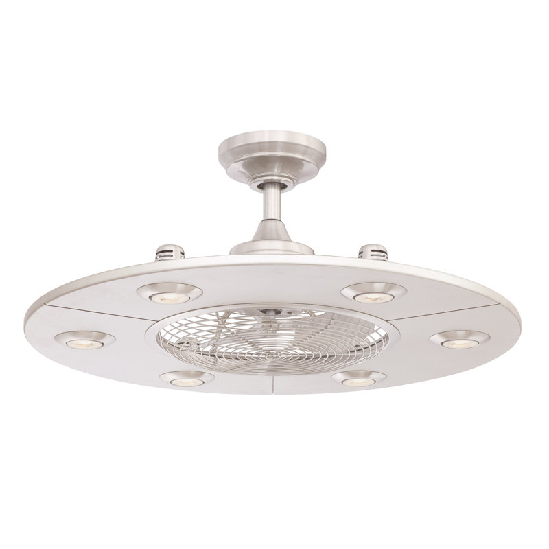 Clairene 12'' Ceiling Fan with LED Lights, Brushed Nickel