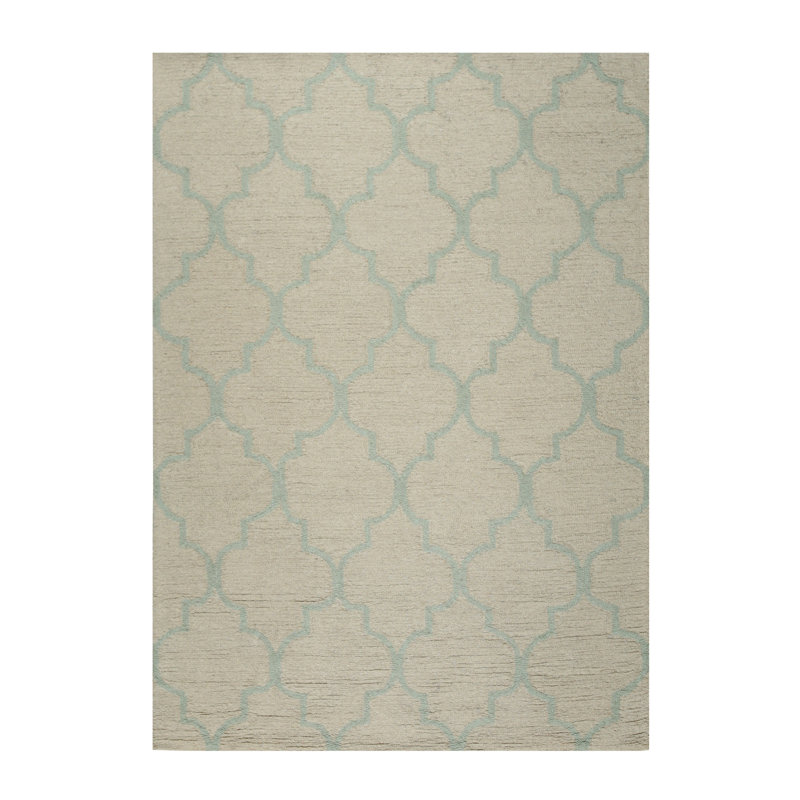 Cristache Light Gold Hand Tufted Wool Traditional Trellis Area Rug