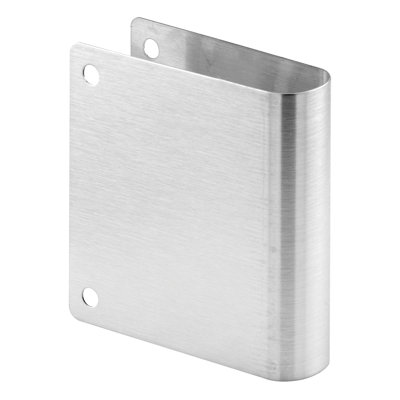 Prime-Line Cover Plate, Fits Round Edge Posts, Stamped Stainless Steel, Fasteners, Corner Holes Only (Single Pack)