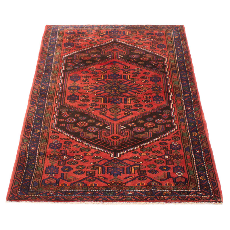 Tapis rouge unique noué à la main 4 pi 4 po x 7 pi 1 po Andelz