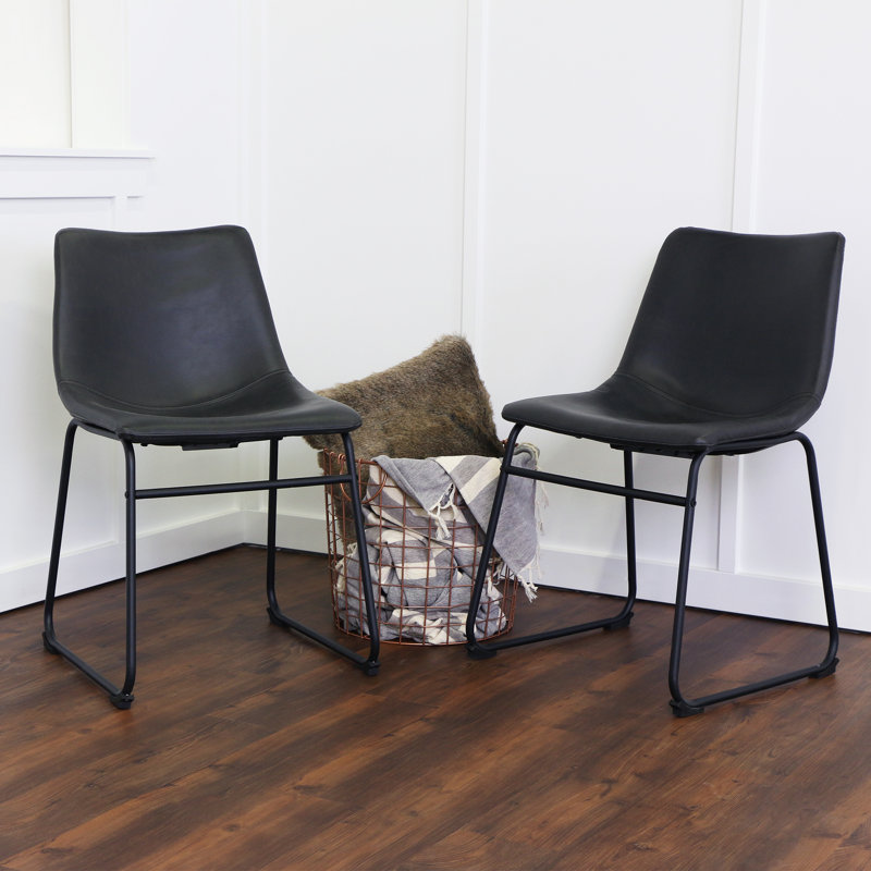 Bailey 19'' H Dining Chair, Black Faux Leather