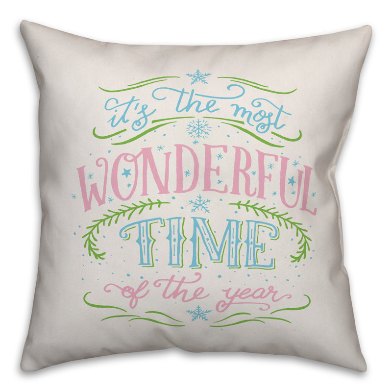  Housse de coussin «The Most Wonderful Time of the Year», 20 po x 20 po, Polyester/ Bourre en polyester