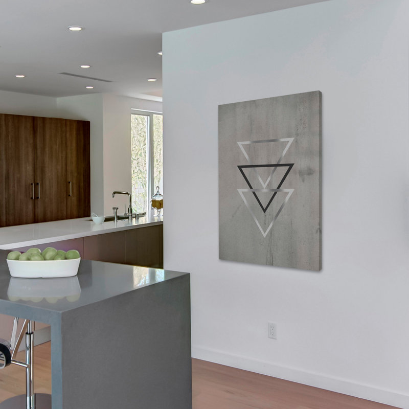 Silver Triangles 1 Piece Wrapped Canvas Painting, 152cm H x 101cm W x 3.81cm D