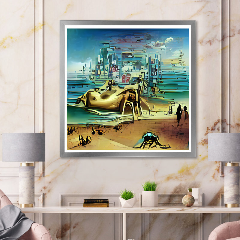 Jeu vidéo Infinite Cyberpunk Beaches II - Toile industrielle, H 36 po x l 36 po x P 1,5 po, Cadre photo argenté