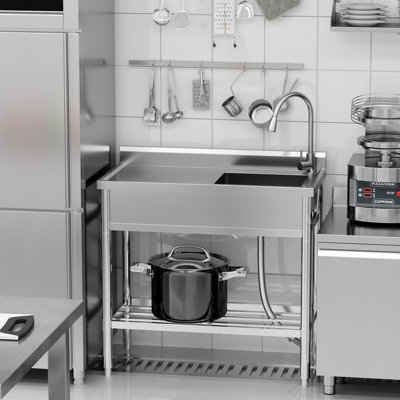 Free Standing Stainless-Steel Single Bowl With Workbench