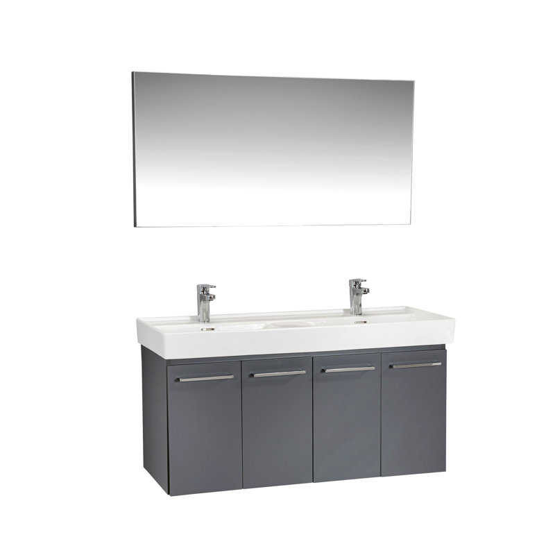 Ensemble de meuble-lavabo mural double 47,1 "avec miroir Lacasta