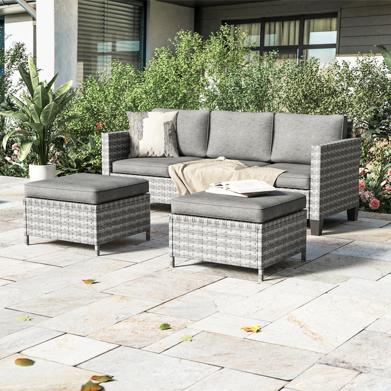 Adey 5 - Person Patio Conversation Set with Cushions, Gray, Gray