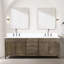 Meuble-lavabo double en chêne brun 84 po X P 22 po D, avec plateau en quartz blanc-117980355