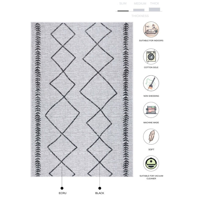 Tapis en jute / sisal en polypropylène Marquas, Rectangle 5 pi 3 po x 7 pi 7 po
