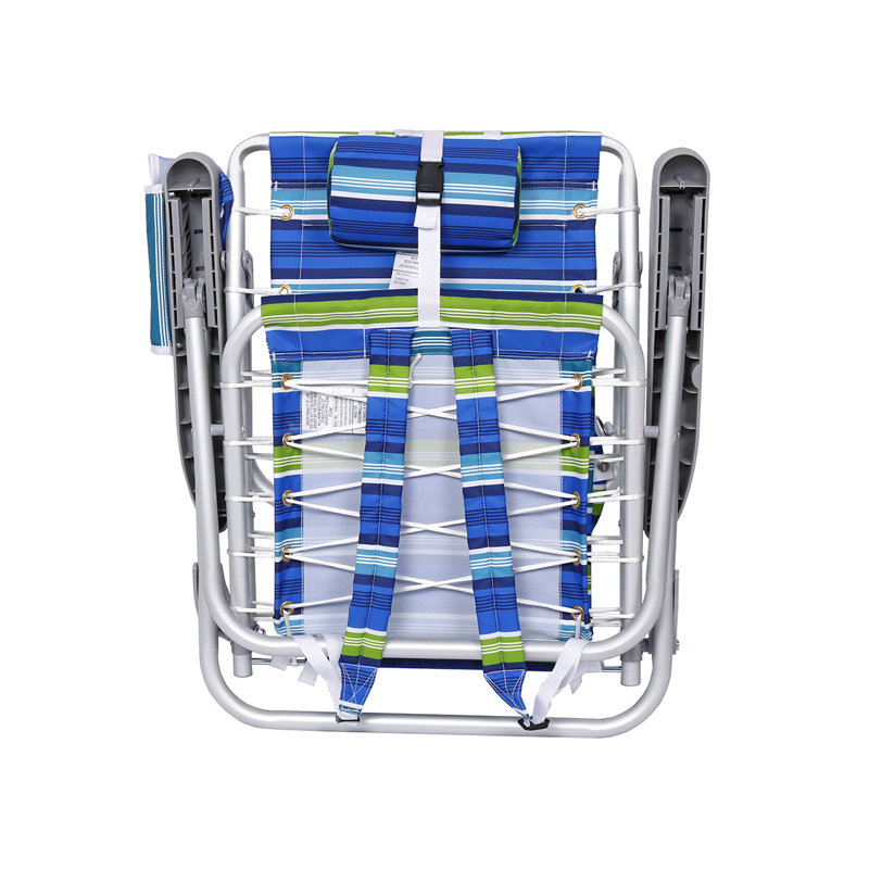 Ultimate Heavy Duty Aluminum Folding Backpack Beach Chair for Adults | Lay Flat, 5 Reclining Positions | Removable Insulated Cooler Pouch | 300 lbs Weight Capacity