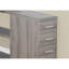 Bureau d'ordinateur, bureau personnel, coin, gauche, configuration à droite, tiroirs de rangement, forme en L, travail, ordinateur portable, stratifié brun, métal gris, contemporain, moderne-492422623