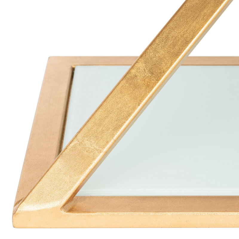 Oxendine Glass Top End Table, Gold / White Glass