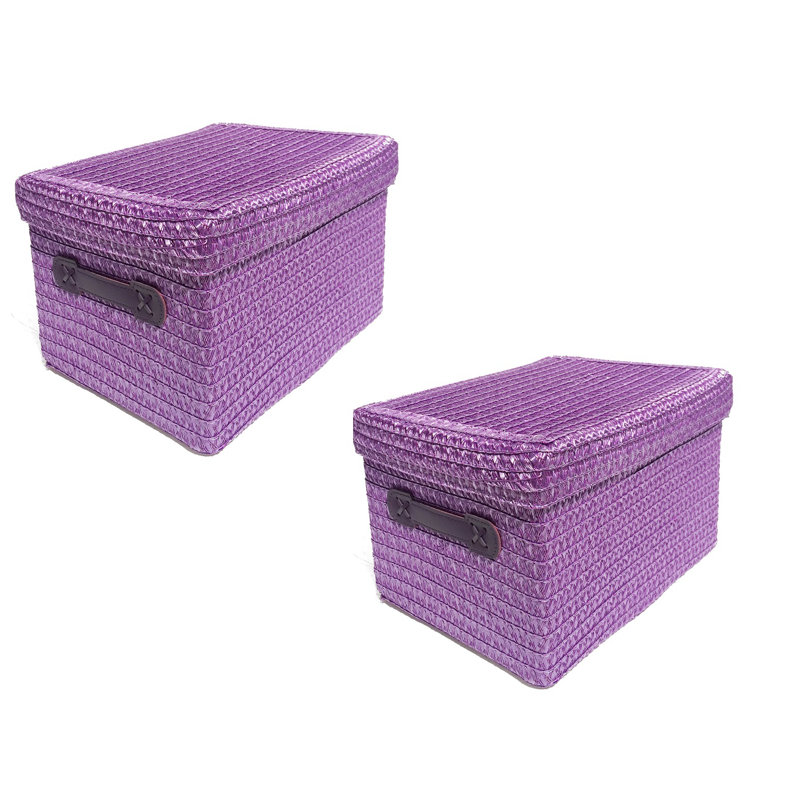 Symple Stuff Fabric Decorative Basket, 18cm H x 27cm W x 21cm D, Purple/Purple