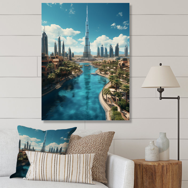 Cityscapes Wall Art Living Room, Toile tendue, H 44 po x l 34 po x P 1,5 po