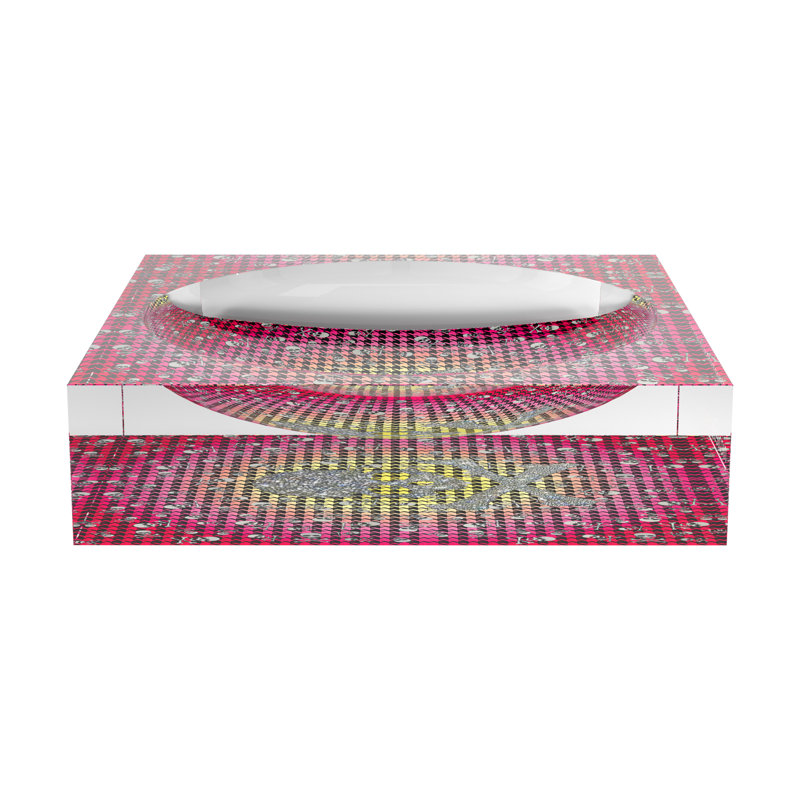CrossBones Houndstooth Acrylic Candy Catchall Dish, Pink Yellow