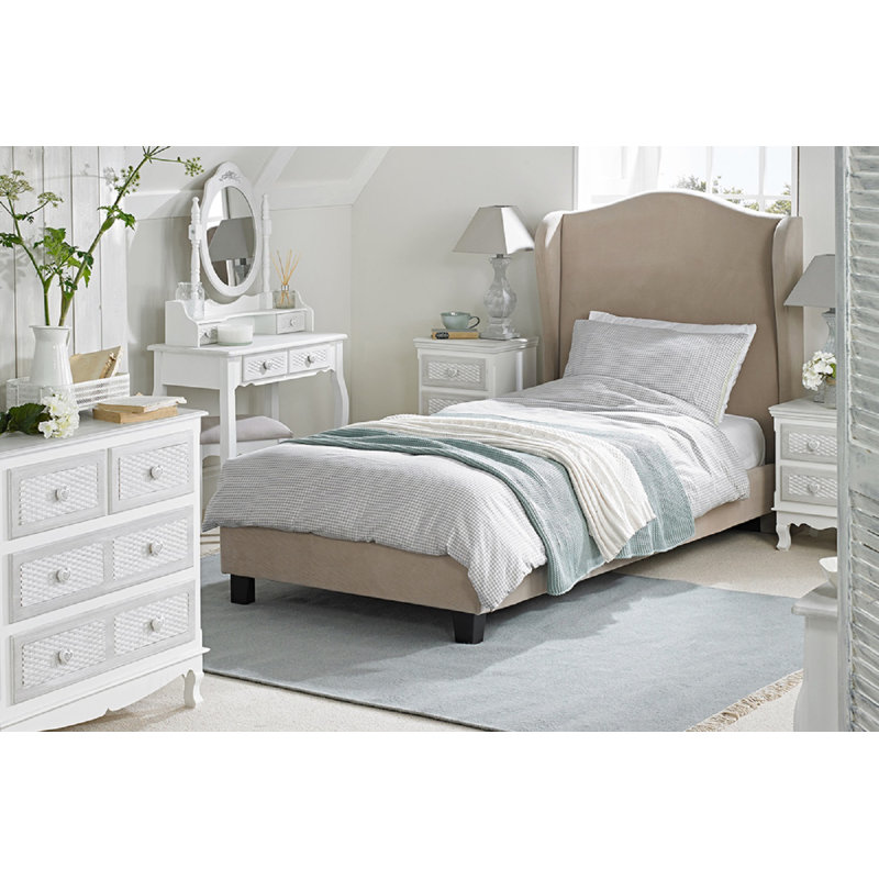 Sanjuana Upholstered Bed, Silver, Single (3')