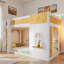 Lit superposé avec tablettes de rangement, fenêtre et 2 portes-922756132