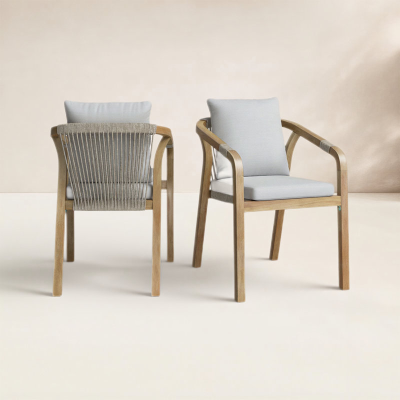 Fauteuil de salle à manger d'extérieur avec coussin 33 po Joly, Beige