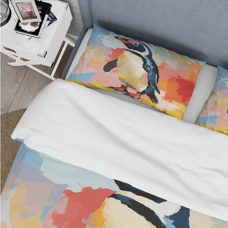 Penguin Parade Charm - Ensemble de housse de couette pingouin, Housse de couette pour très grand lit et 2 très 