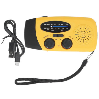 Hand Crank Solar Radio Multifunctional Emergency LED with Flashlight for Outdoor CampingOrange Europe