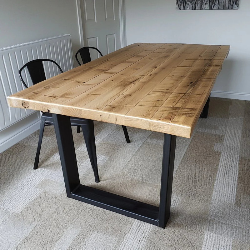 Reclaimed Rustic Wood Dining Table Chunky U Legs, 76 cm H x 120 cm W x 220 cm D