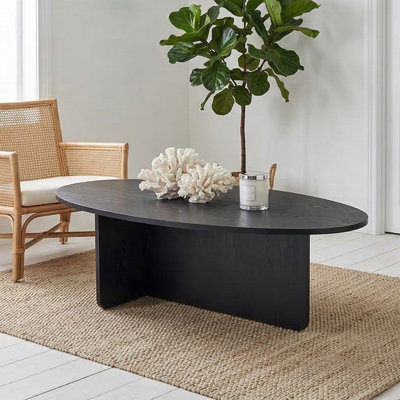 Table basse ovale moderne avec base architecturale Aurelia