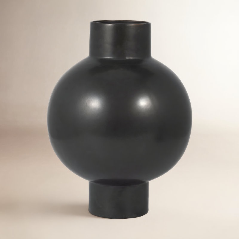 Vase en céramique Bronsyn, H 15 po x l 11 po x P 11 po, Gris