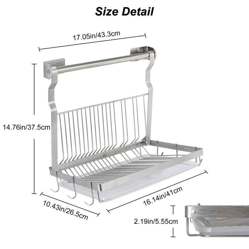 Stainless Steel Foldable Over-the-Sink Dish Rack with Drainboard