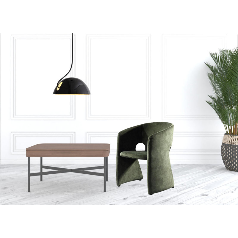Fauteuil demi-tonneau en velours 24 po, Velours vert