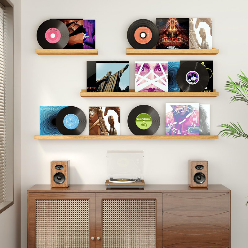 Floating Shelves Set Of 2, Wood Floating Shelves For Wall Mounted Shelf Picture Ledge Shelf Kids Bookshelf For Living Room Kitchen Bedroom Bathroom Books Photo Display Home Wall Decor