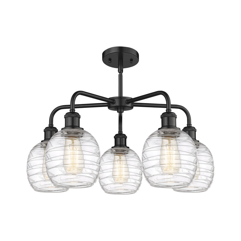 Lustre sphérique à 5 lumières Alve, Noir mat
