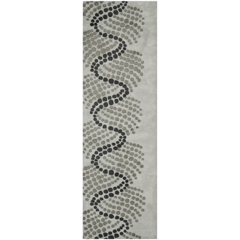 Amier Hand Tufted Wool And Viscose Abstract Rug, Runner 2'6" x 8'