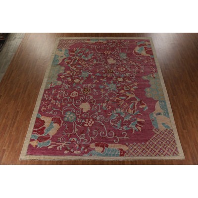 Tapis chinois à motif végétal Art Deco 12 x 14