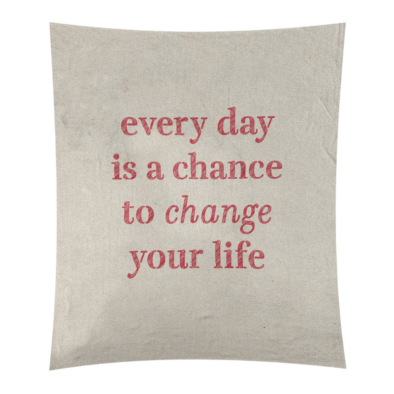 Tapisserie en polyester changer votre citation vie, H 27,5 po x l 37,5 po, Blanc / rouge